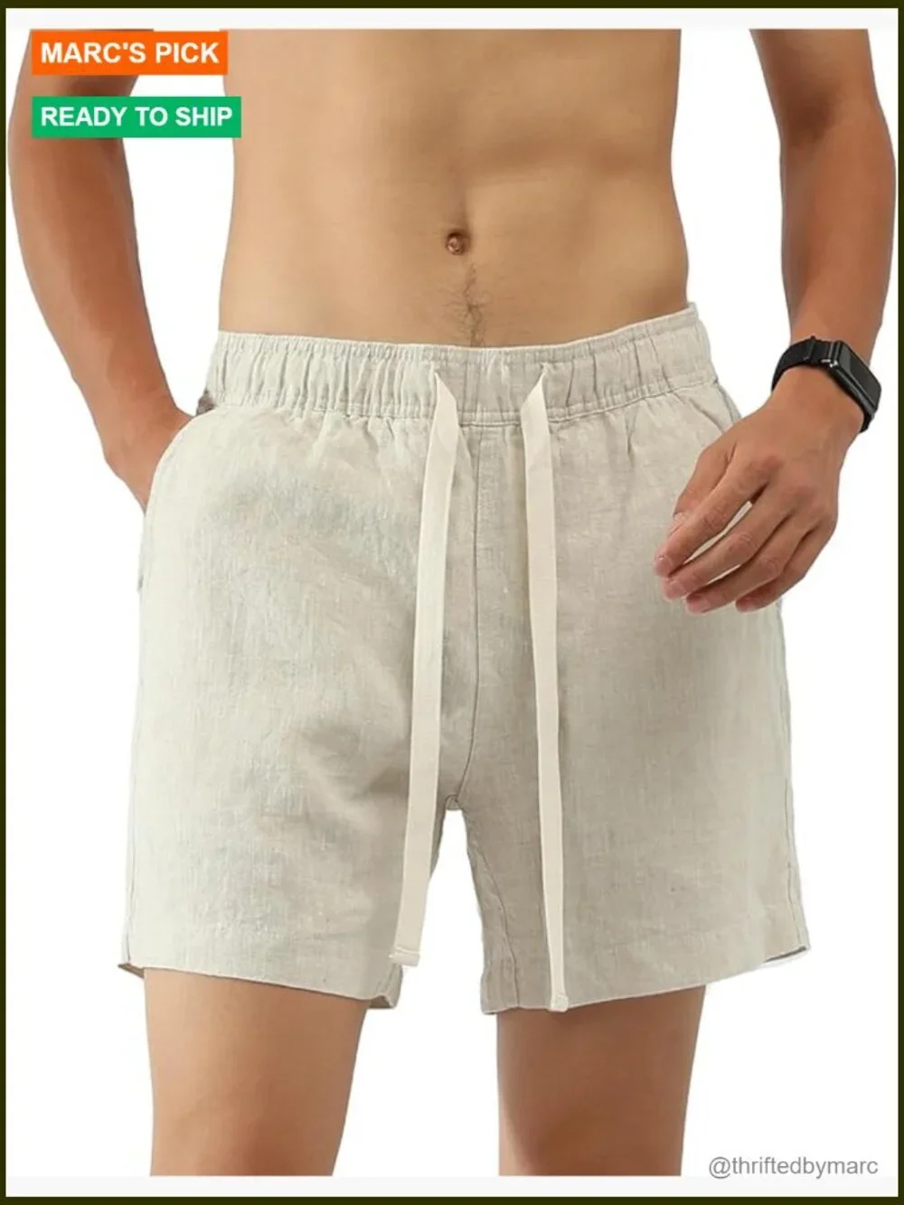 Men's 100% Linen Shorts 5.5